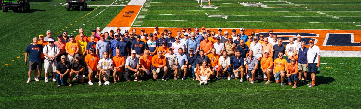 Alumni gathered at Zuppke Field